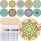 22 Pack DIY Wooden Mandala Art Set 10 Mandala Unfinished Wood Cutouts 12 Markers Lotus Flower Wood Painting Kits for Adults Painting, DIY Crafts Home Decors(Abstract Style)